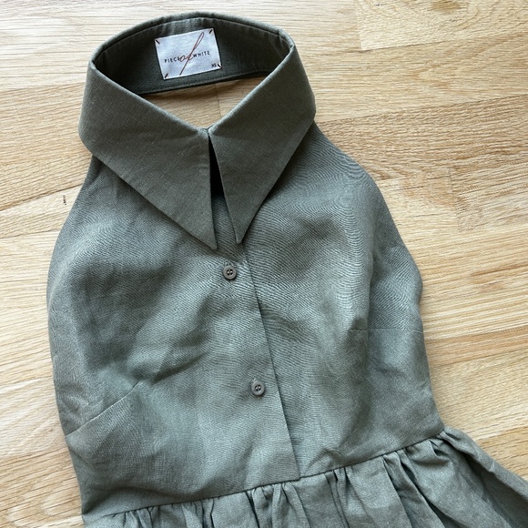 Piece of White Aida Dress Backless linen A-line small gown summer - Picture 5 of 9